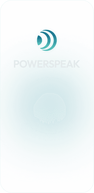 PowerSpeak splash screen on a phone